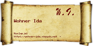 Wohner Ida névjegykártya